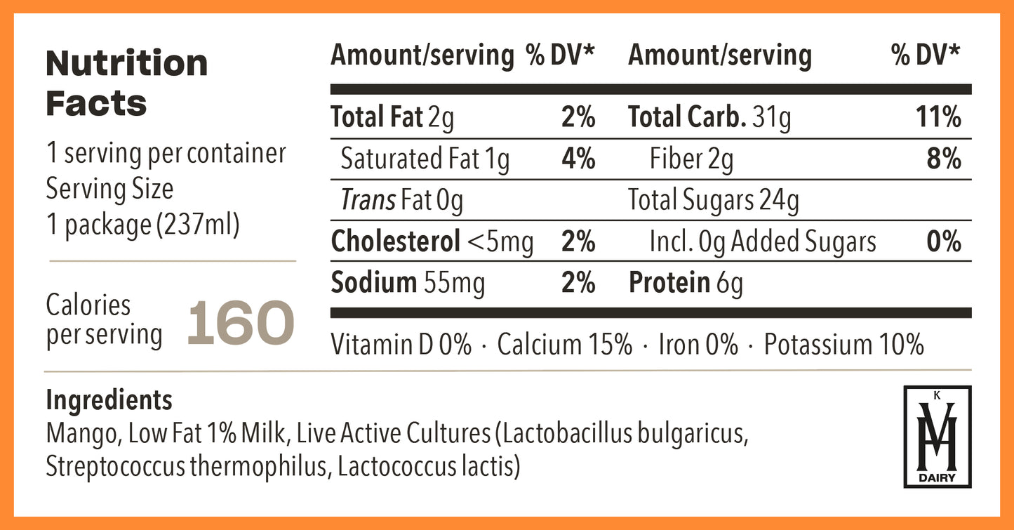 Mango Lassi (8oz). Best by Jan 31, 2025.